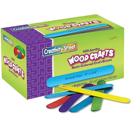 Creativity Street Jumbo Craft Sticks, Assorted, 6in x 0.75in, PK1000 PAC3776-02